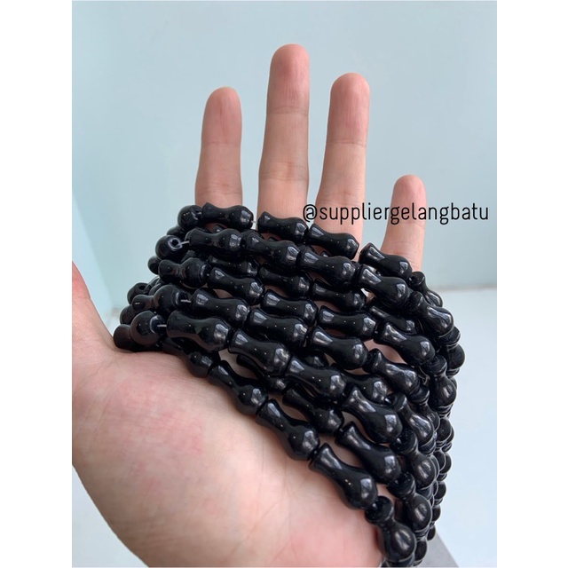 manik ujung kepala tasbih GUCI BLACK ONYX aksesori kalung gelang 10mm