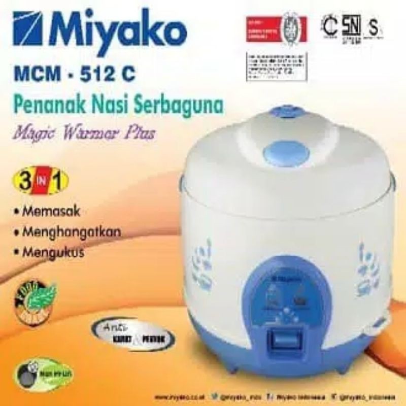 Penanak Nasi / Rice Cooker / Magic Com Miyako 1.2 Liter MCM-512 C