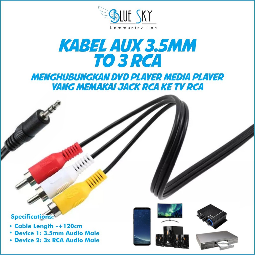 KABEL AUX TO 3 RCA KABEL AUDIO