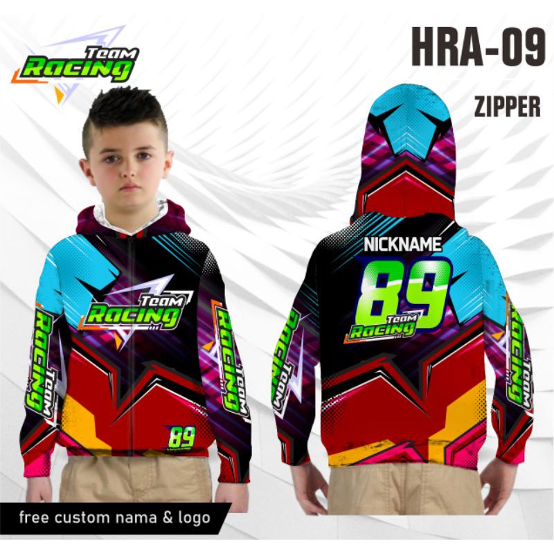 jersey racing anak Hoodie zipper