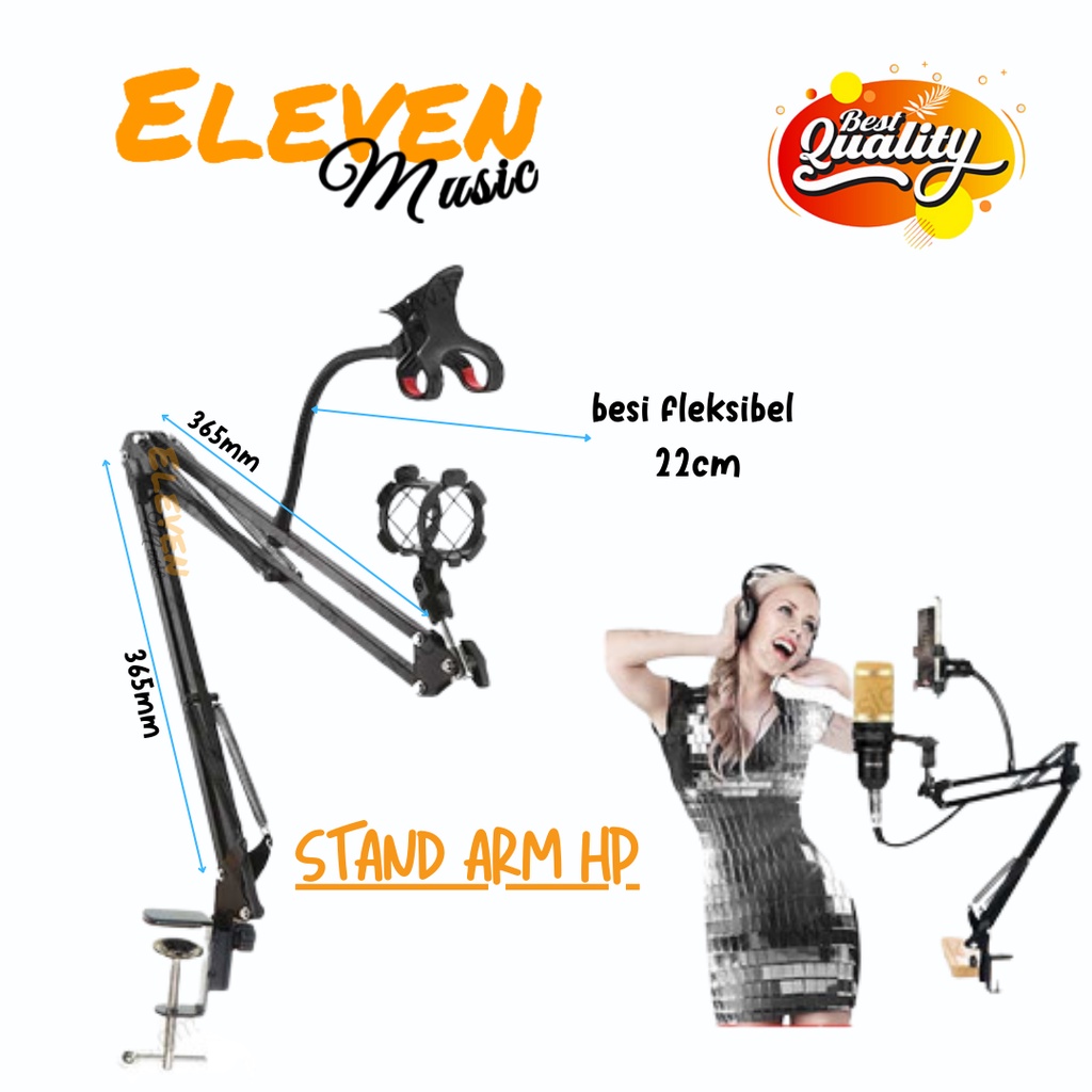 Stand Microphone Jepit Meja Plus Holder Fleksibel HP