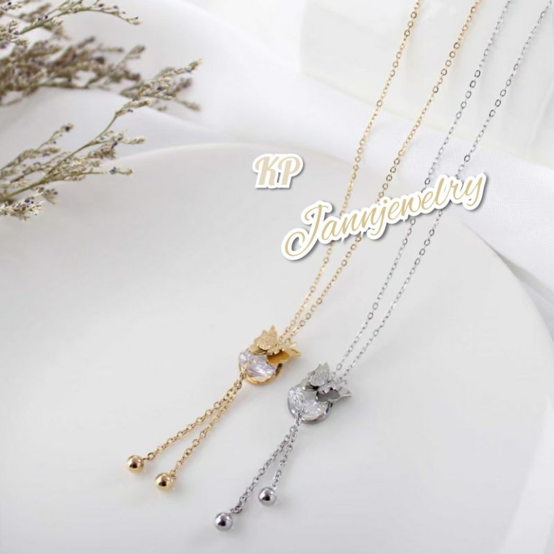 Kalung Titanium Asli Anti Karat One Stone Fashion Korea Simple