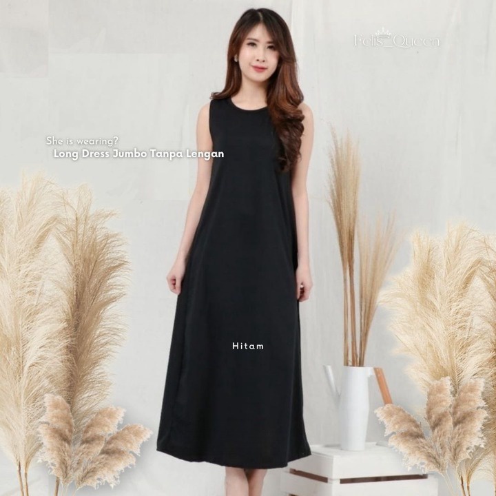 Dress Polos Mayung Tanpa Lengan Bahan Rayon Spandek - Long Dress Sleeveless