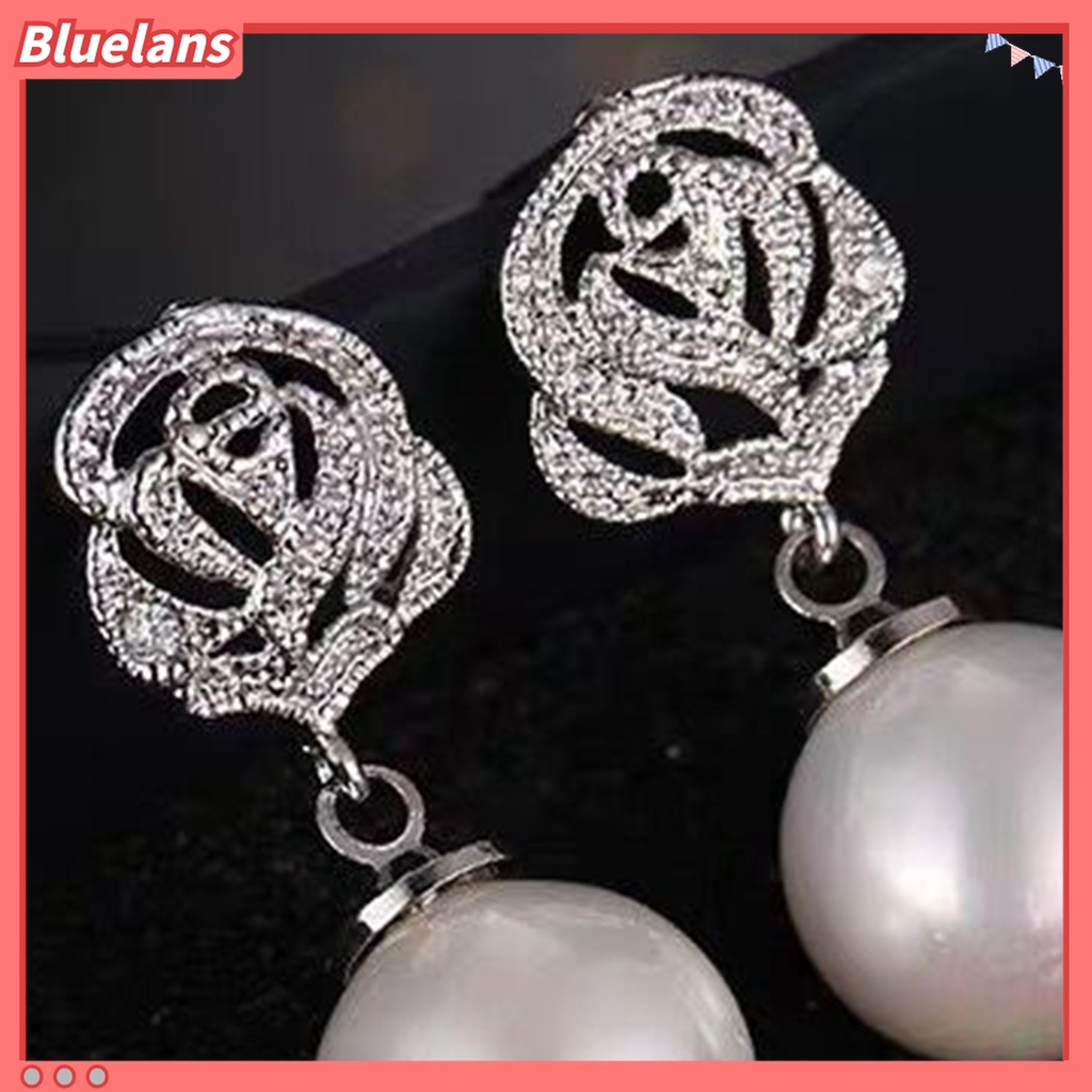Anting Stud Mutiara Imitasi Bentuk Bulat Bahan Alloy Warna Putih Untuk Wanita