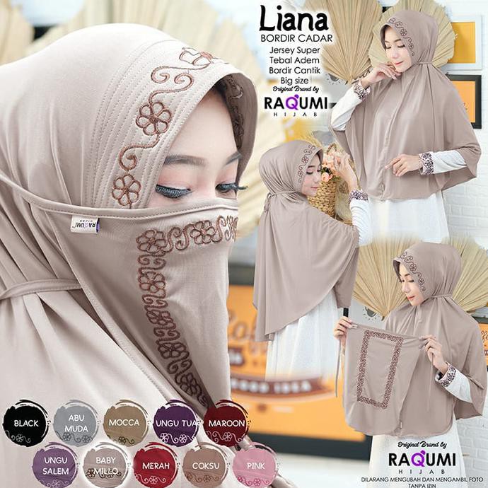 JILBAB LIANA BORDIR JERSEY CADAR ORI RAQUMI HIJAB TERBARU AGUSTUS