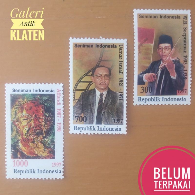 

(3pcs) Set pecahan Lengkap Perangko seri Seniman Indonesia tahun 1997 Paket Prangko Lama kuno Jadul