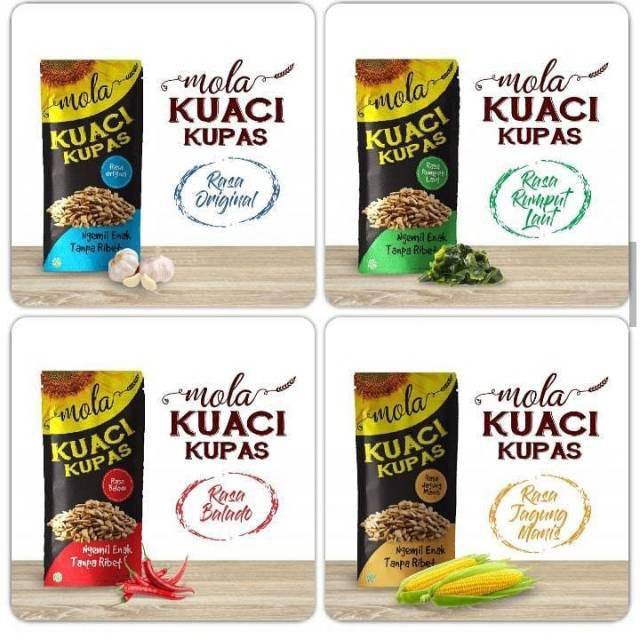 

Ready KUACI KUPAS cemilan Tanpa Ribet Dengan varian Rasa Original /Rumput laut /Jagung manis /Balado