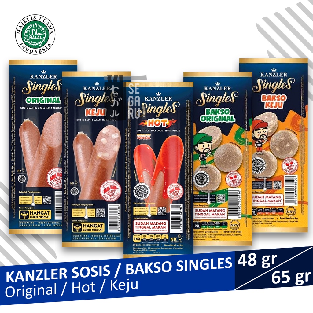 Sosis KANZLER Singles Sosis / Bakso Original / Keju / Hot per Pack