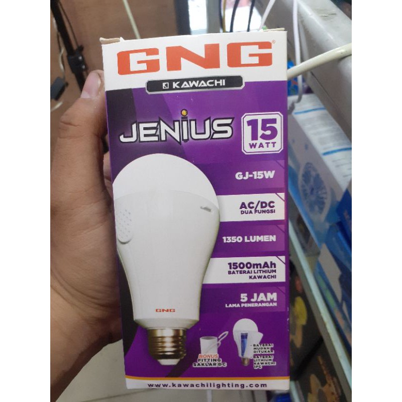 Lampu Led Jenius 15 Watt GNG Otomatis Nyala Baterai Bisa Ganti ACDC