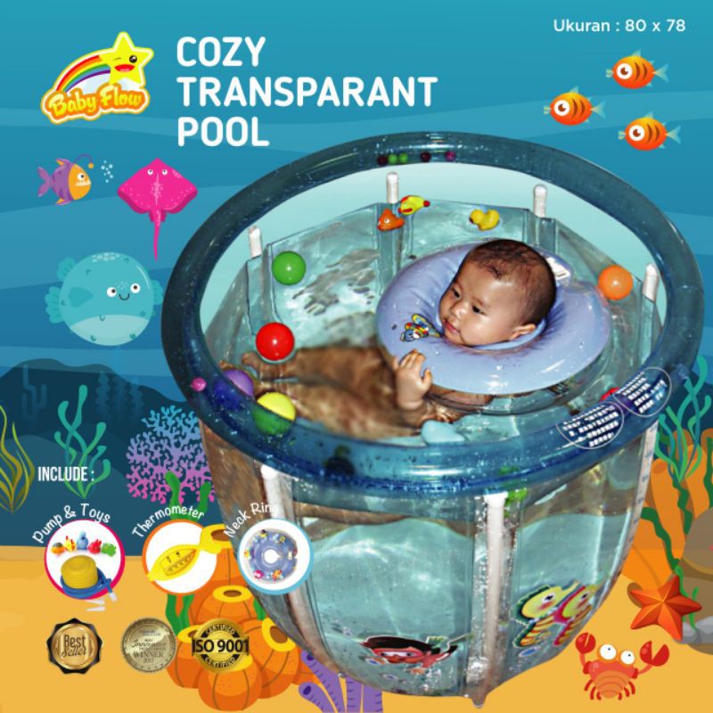 BABY FLOW COZY TRANSPARANT SWIMMING POOL KOLAM SPA BAYI ukuran 80x78cm