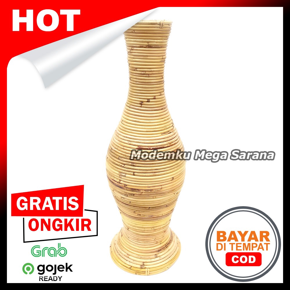 Vas Bunga Rotan Guci Pot Bunga Rotan