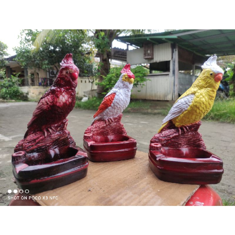 ASBAK ROKOK UNIK MODEL BURUNG LOVE BIRD DAN KAKA TUA