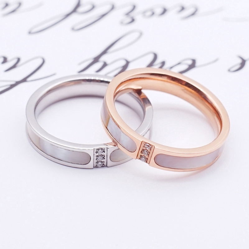 Stainless Rose Gold Ring Women's Fashion Jewelry Accessories Triple Diamond Stylish Ring