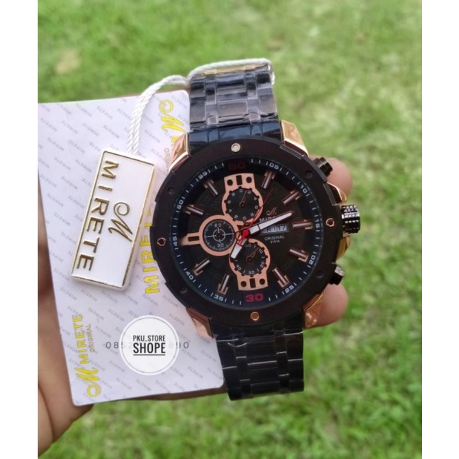 JAM TANGAN PRIA MIRETE ORIGINAL PALT HITAM