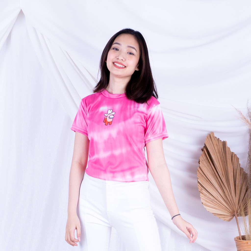 SALE!!! Tie dye T-shirt Among Us  | Atasan KAOS TIE DYE- T-shirt- among us tie dye-PINK
