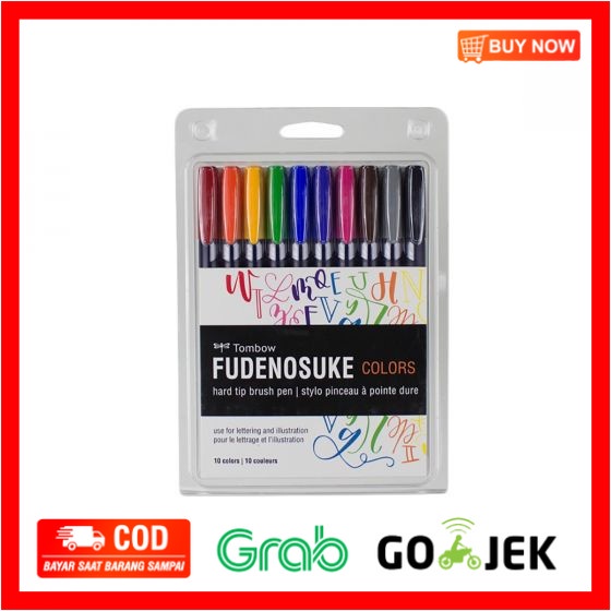 

(BISA COD) Tombow Fudenosuke Brush Pen Hard Tip Colors Set 10