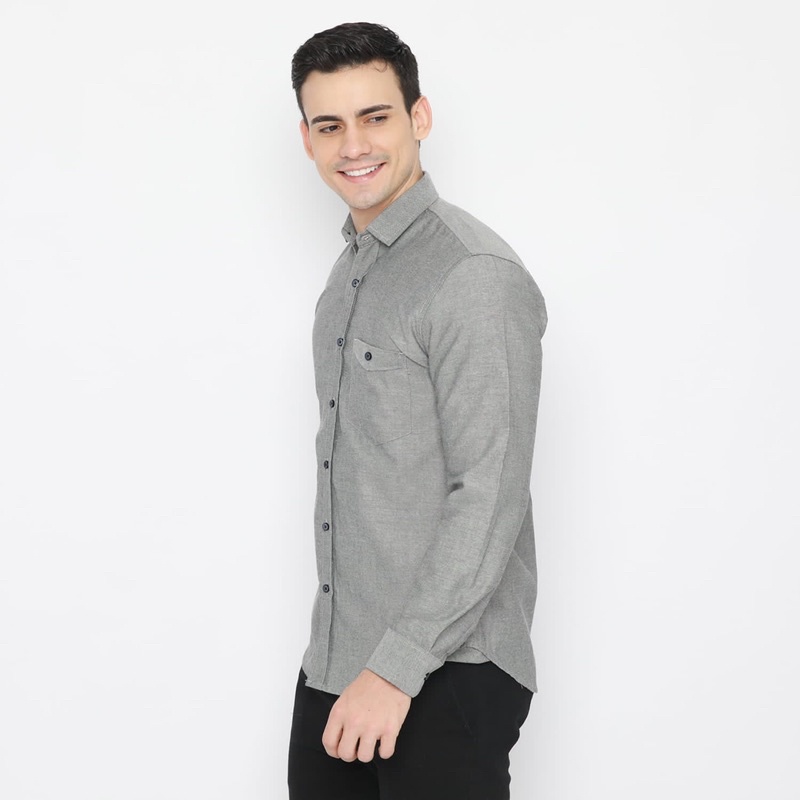 Code Male - Warner Kemeja Pria Panjang Abu Misty Slimfit