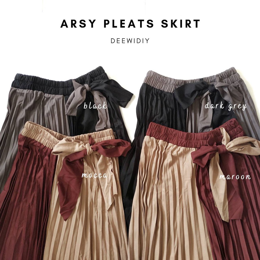 ROK PANJANG PLISKET AKSEN KANCING - KIREINA BUTTON PLEATS SKIRT DEEWIDIY