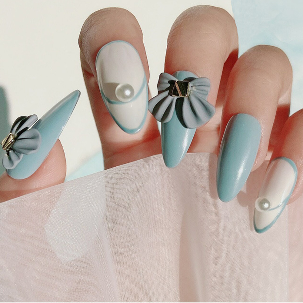 Mxbeauty Ornamen Berlian Imitasi Bentuk Pita 3d Bahan Alloy Matte Untuk Dekorasi Nail Art