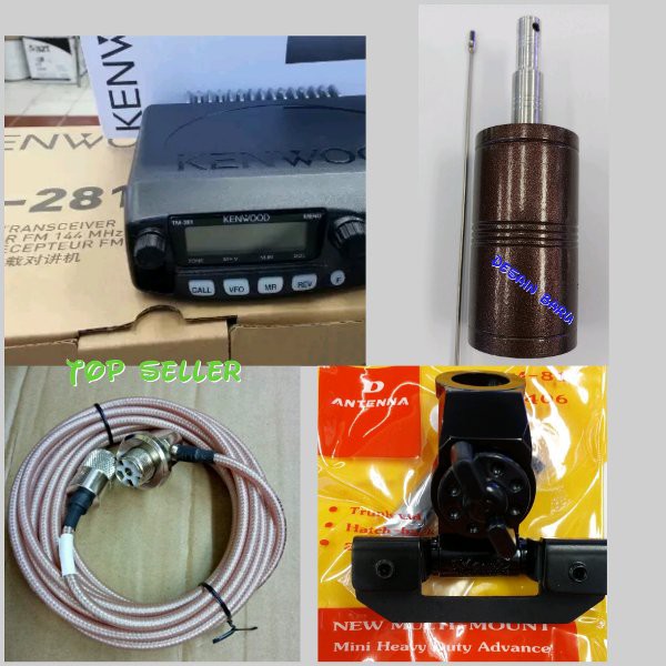 PAKET RADIO RIG MOBIL KENWOOD PLUS ANTENA LODING PERAK KABEL TEPLON RG58 DAN BREKET JEPIT