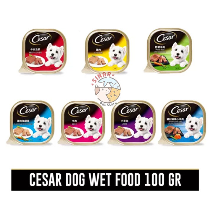 Cesar Dog Wet Food 100GR Makanan Basah Anjing All Varian Beef Liver Chicken