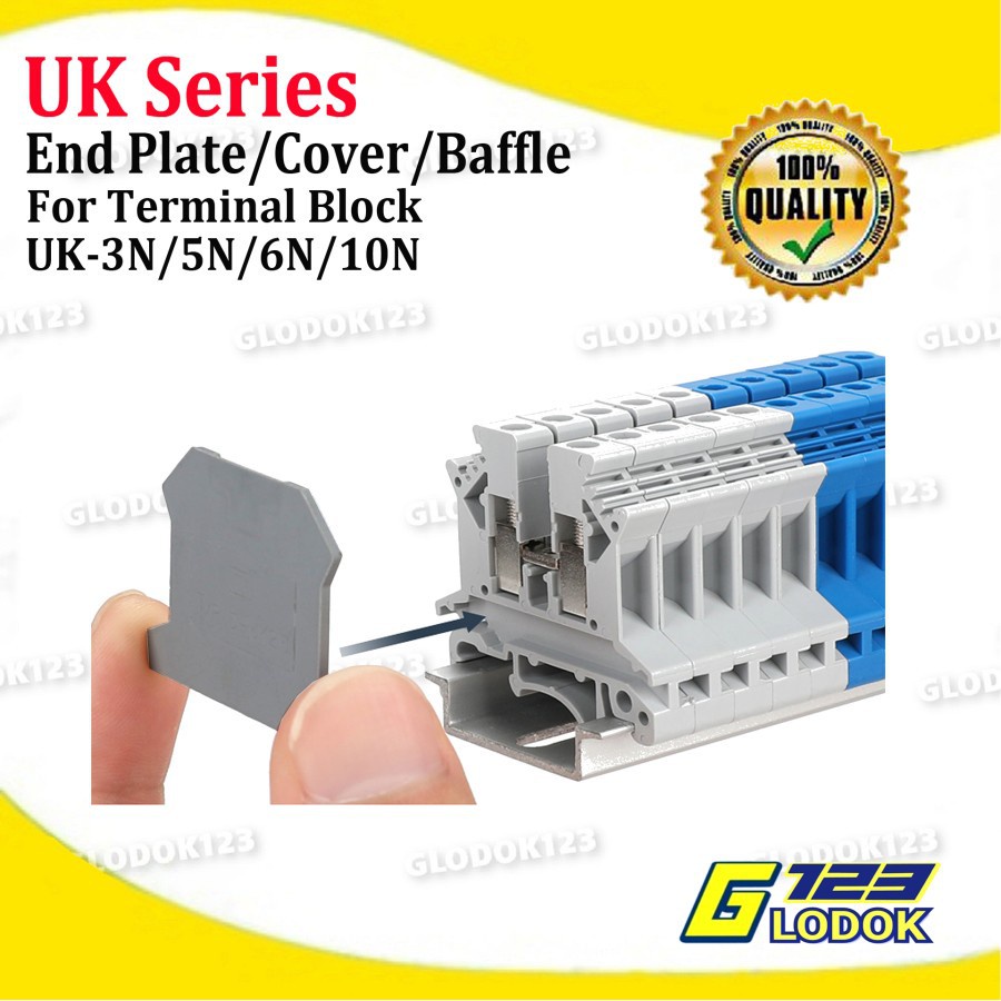 End Plate Cover Penutup Terminal Block Din Rail For UK 3 5 6 10N