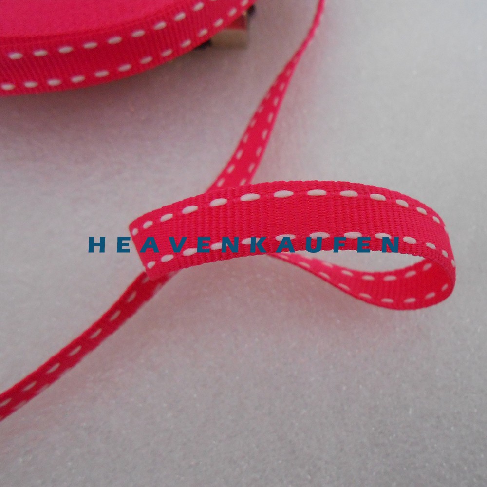 Tali Webbing Lanyard Halus 1 cm Pink Fanta Bintik / Garis Putus - Putus Putih Per Rol isi 19 Meter