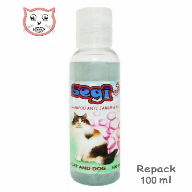 Shampo Kucing 100ml dan anjing anti kutu jamur Tic dan flea Segi plus