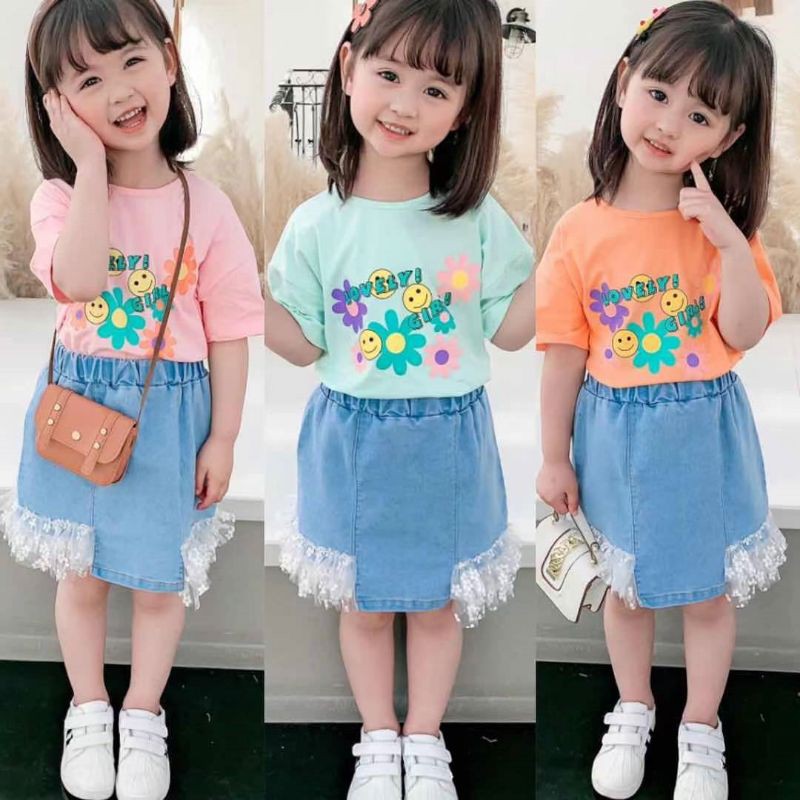 SET ROK JEANS ADA TILE KANAN KIRI IMPORT