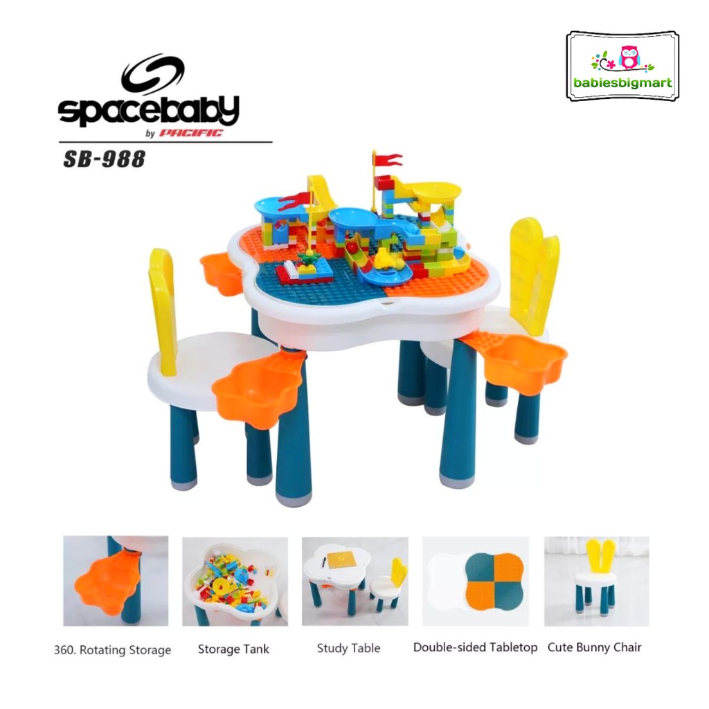 Multifunctional Table Spacebaby 6 in 1 SB 988 Free Lego Meja Lego