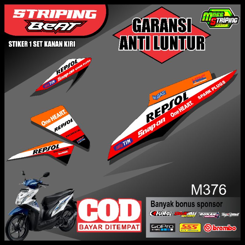 Striping Beat Fi 2012 2013 2014 2015 2016 Repsol Honda - Stiker Motor Beat Fi Livery Liveri Repsol H