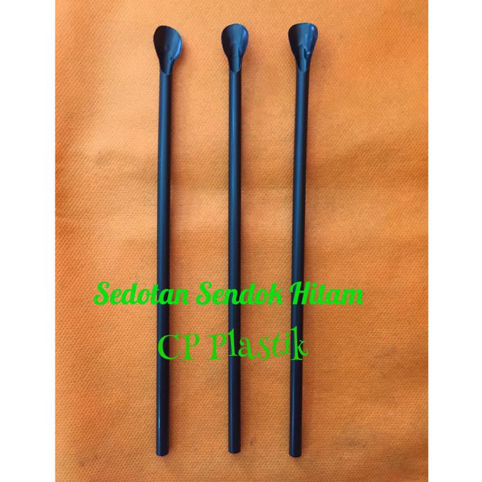 Cuci Gudang Sedotan Sendok Hitam | Black Spoon Straw (Isi +/- 100 Pcs)