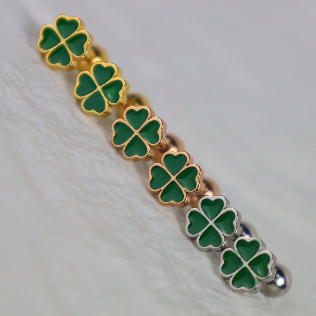 Anting BAUT DAUN CLOVER titanium anti karat korea fashion