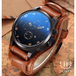 jam tangan pria analog tali kulit men quartz watch