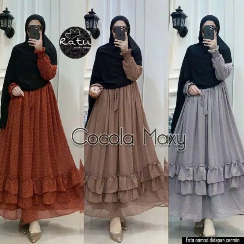 cocola maxy/gamis polka umpak terbaru