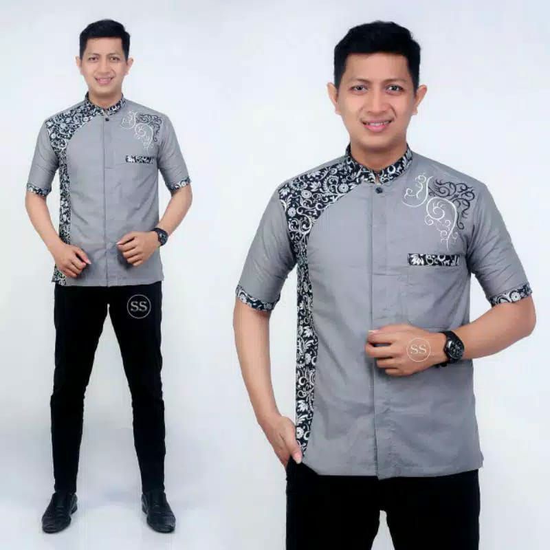 Baju Koko Muslim Modern  Lengan Pendek Koko Batik Full Katun Adem Murah