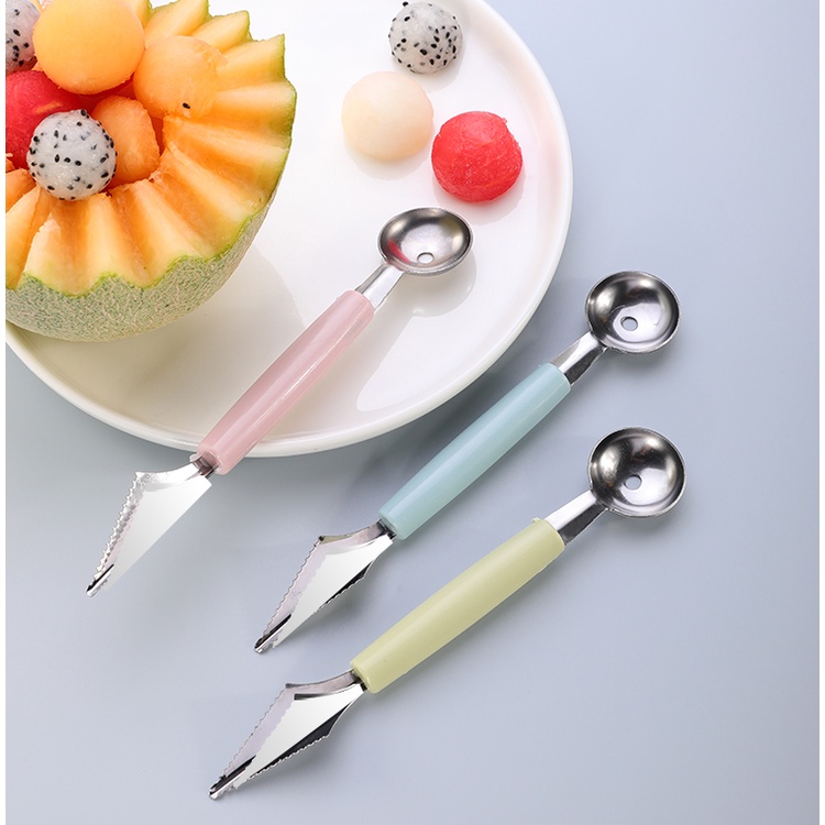 HOVELSHOP Pisau Ukir Hias Buah Bulat Panjang 2 Sisi Fruits Carve Knife Stainless Steel