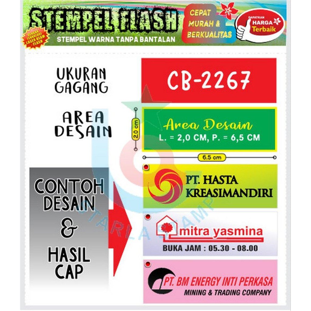 

CB2267 PROMO Flash Stamp Stempel Warna Cepat Murah dan Berkualitas