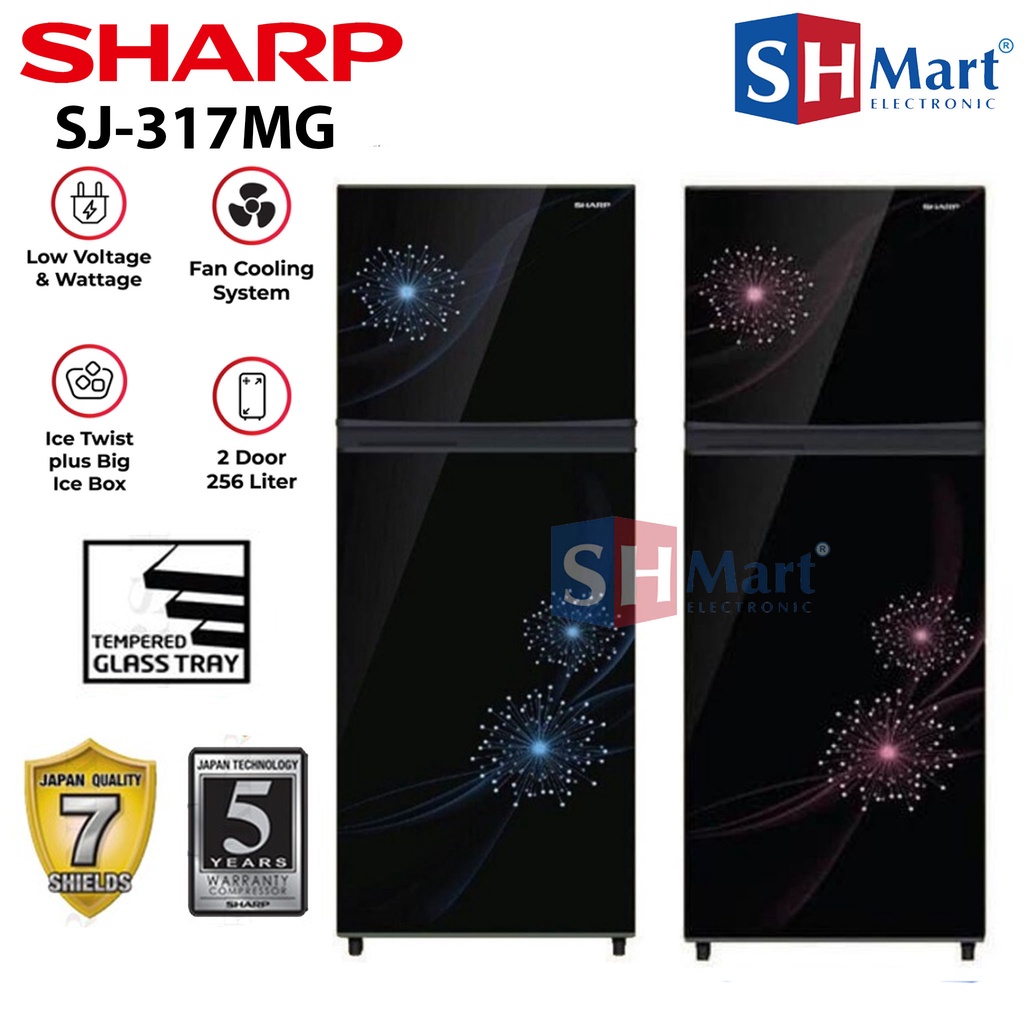 KULKAS SHARP 2 PINTU JUMBO SJ-317MG KAPASITAS 237 LITER SJ317 MG GARANSI RESMI (MEDAN)