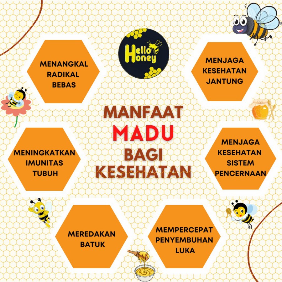 Madu Hello Honey Murni Asli 100% | Madu Manis Berat 1000 gr (1 kg) Natural Raw Honey | Madu Hutan Badui Rasa Uray