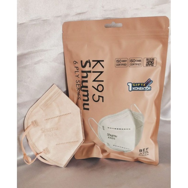 Masker Shumu kn95 6ply KEMENKES 1 PACK=10PCS FREE KONEKTOR