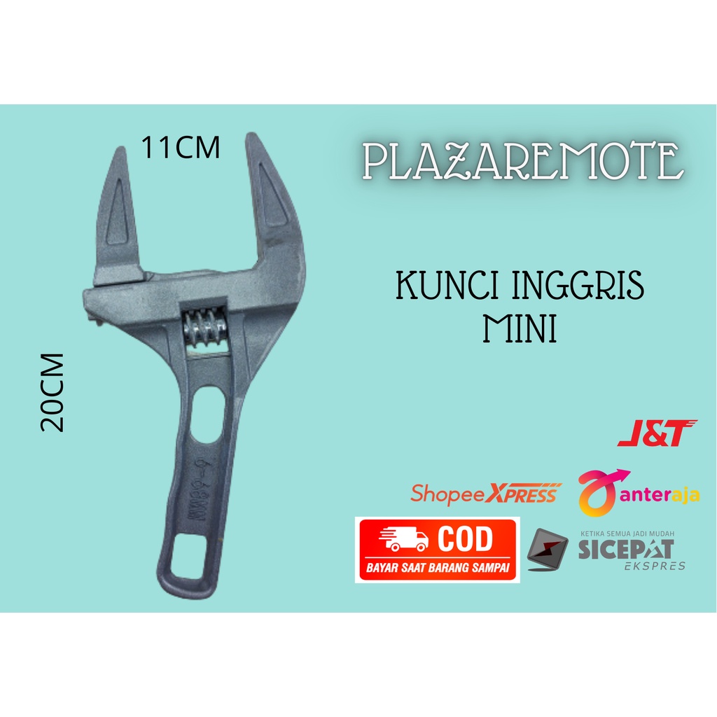 Kunci Inggris Mini 6-68mm Adjustable Spanner Panjang 200mm/ Kunci perkakasLedeng Kepala Besar 68mm/ Kunci Baut Kecil/ Kunci Inggris Kantong