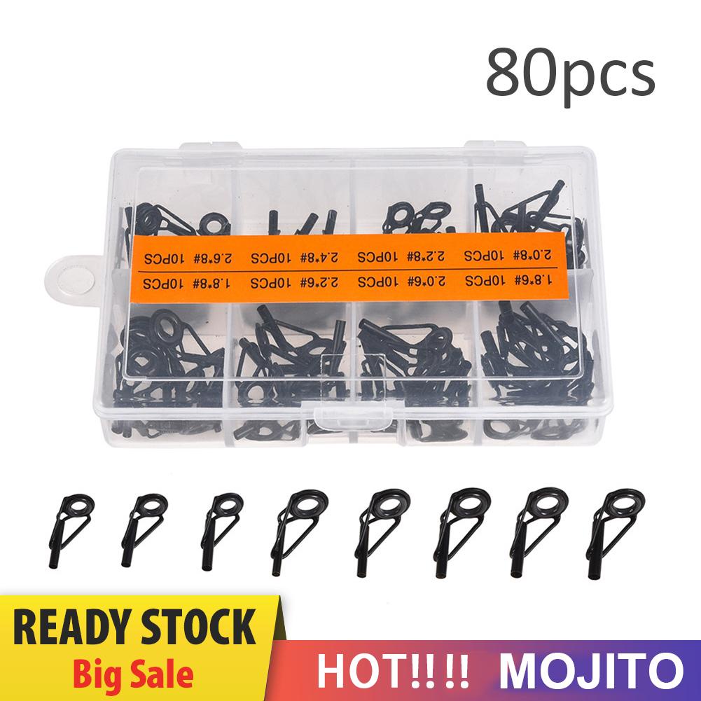 80pcs Ring Guide Ujung Joran Pancing Diy Banyak Ukuran Bahan Baja Keramik