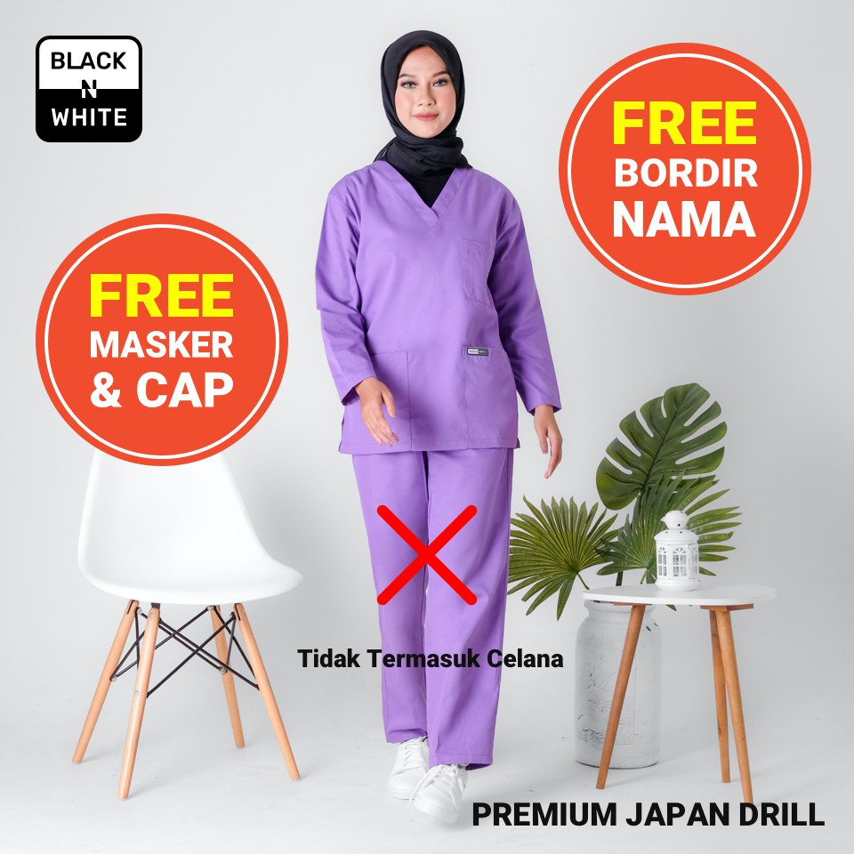 Atasan / Baju OKA / Baju Jaga / Baju Perawat / Baju OK / Baju Dokter Jaga / Baju SCRUB-Prem JP Dril Panjang