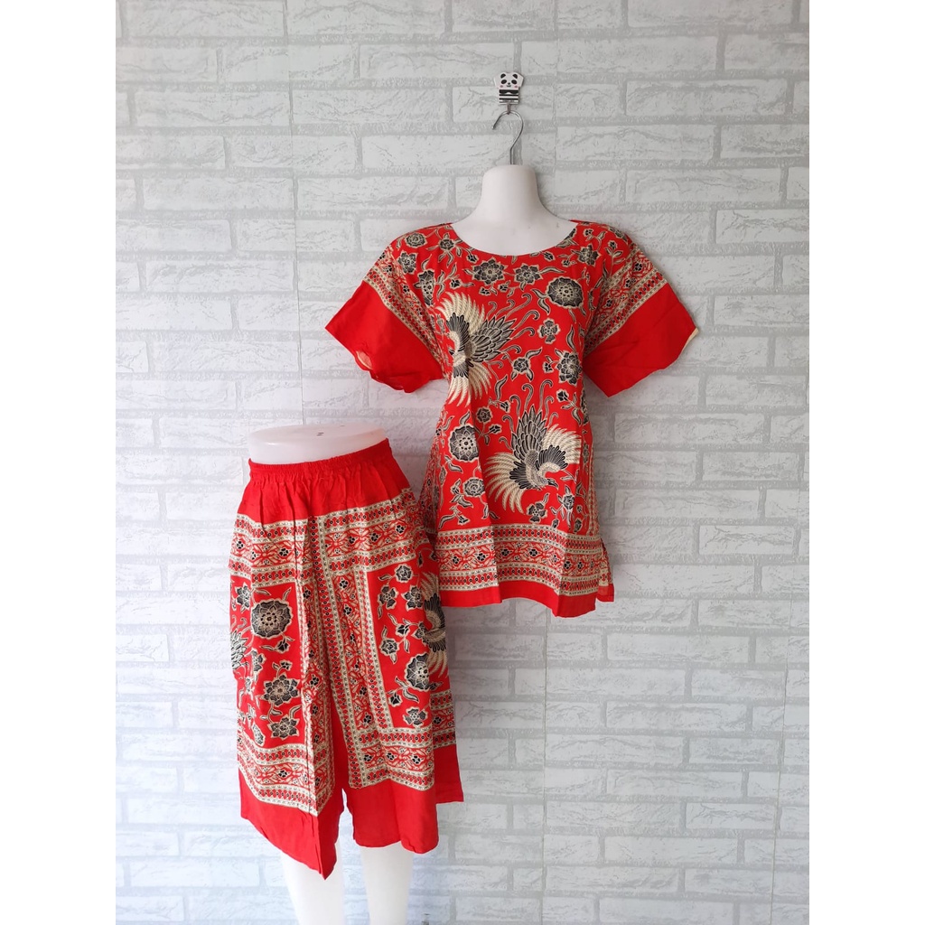 setelan piyama / baju tidur batik/ setelan kulot jumbo  batik mataram