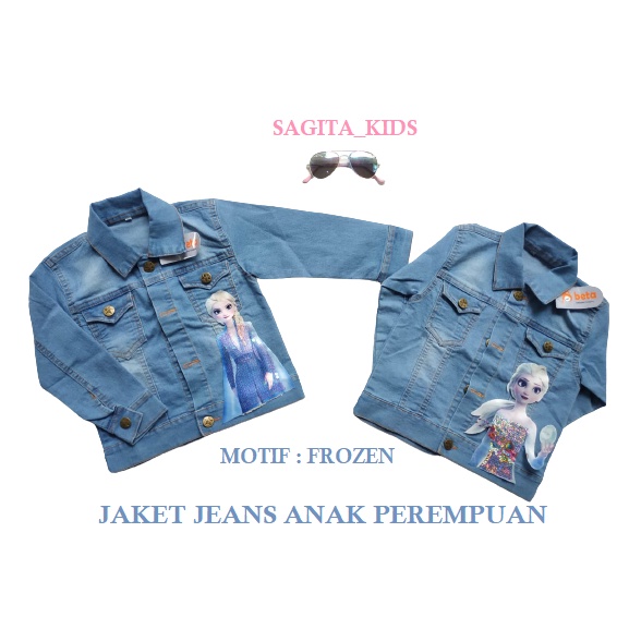 Jaket jeans anak LED frozen/jaket jeans anak perempuan/jaket levis denim anak 1-10tahun
