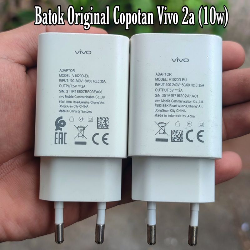 BATOK CHARGER VIVO 2A 10W Original 100% Y11, Y12, Y15, Y71, Y81 dll