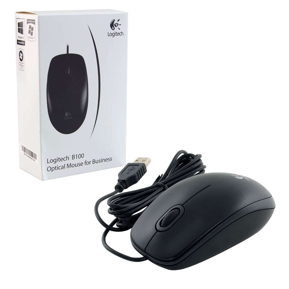 Mouse Logitech B100 Optical USB New - Hitam