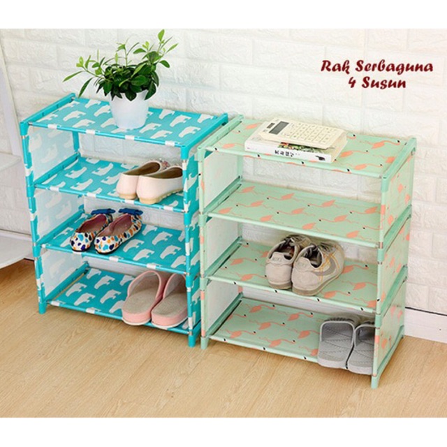 Rak susun serbaguna 4 susun shoes rack portable bisa lepas pasang ok  good quality