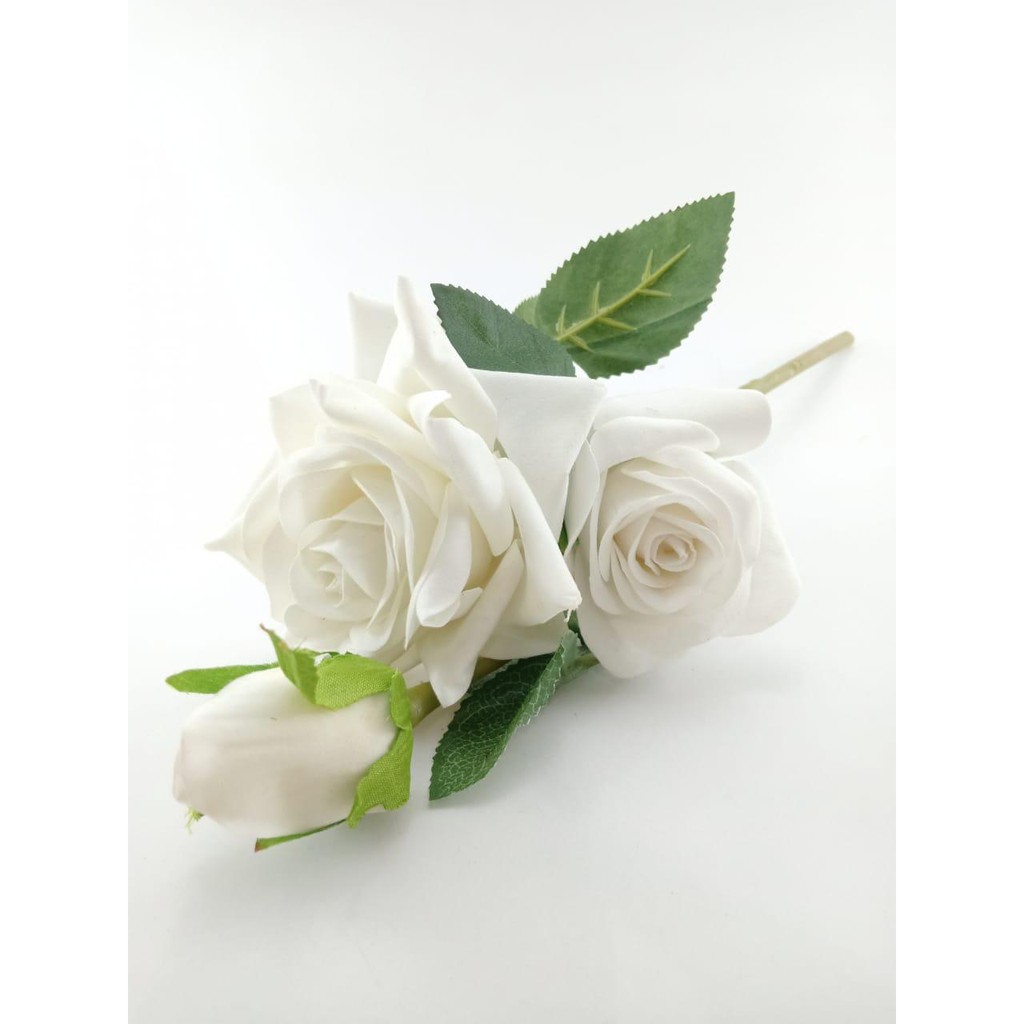 COD BUNGA MAWAR  BUNGA TANGKAI PLASTIK BUNGA ARTIFISIAL BUNGA PAJANGAN IMITASI  BUNGA HIASAN BT9034-PUTIH